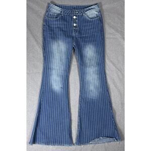 Boho Y2K Pinstripe‎ Flare Jeans Women’s 15x30 Large Retro Indie Cottagecore